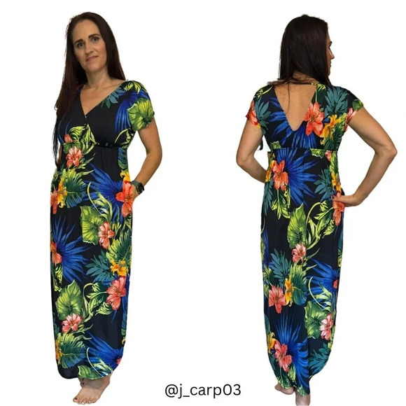 Tropical Floral Maxi Dress | Vacation Beach Resort Summer Dress - Picture 8 of 8